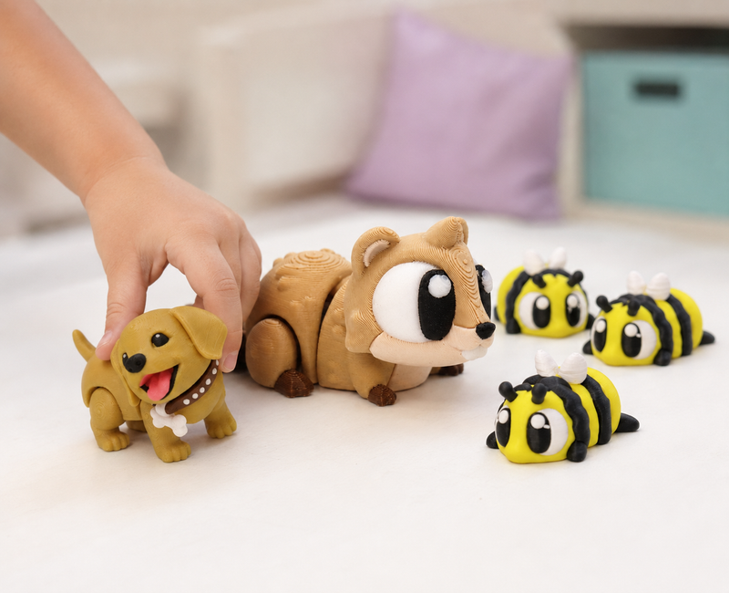 Bewegliche Tierfiguren aus dem 3D-Druck