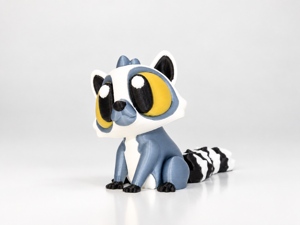 3D gedruckter Lemur Goldauge mit schwarz weissem Ringelschwanz