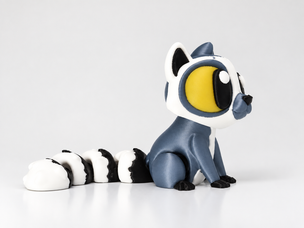Bewegliche Lemur Tierfigur mit langem gegliedertem Schwanz von der Seite