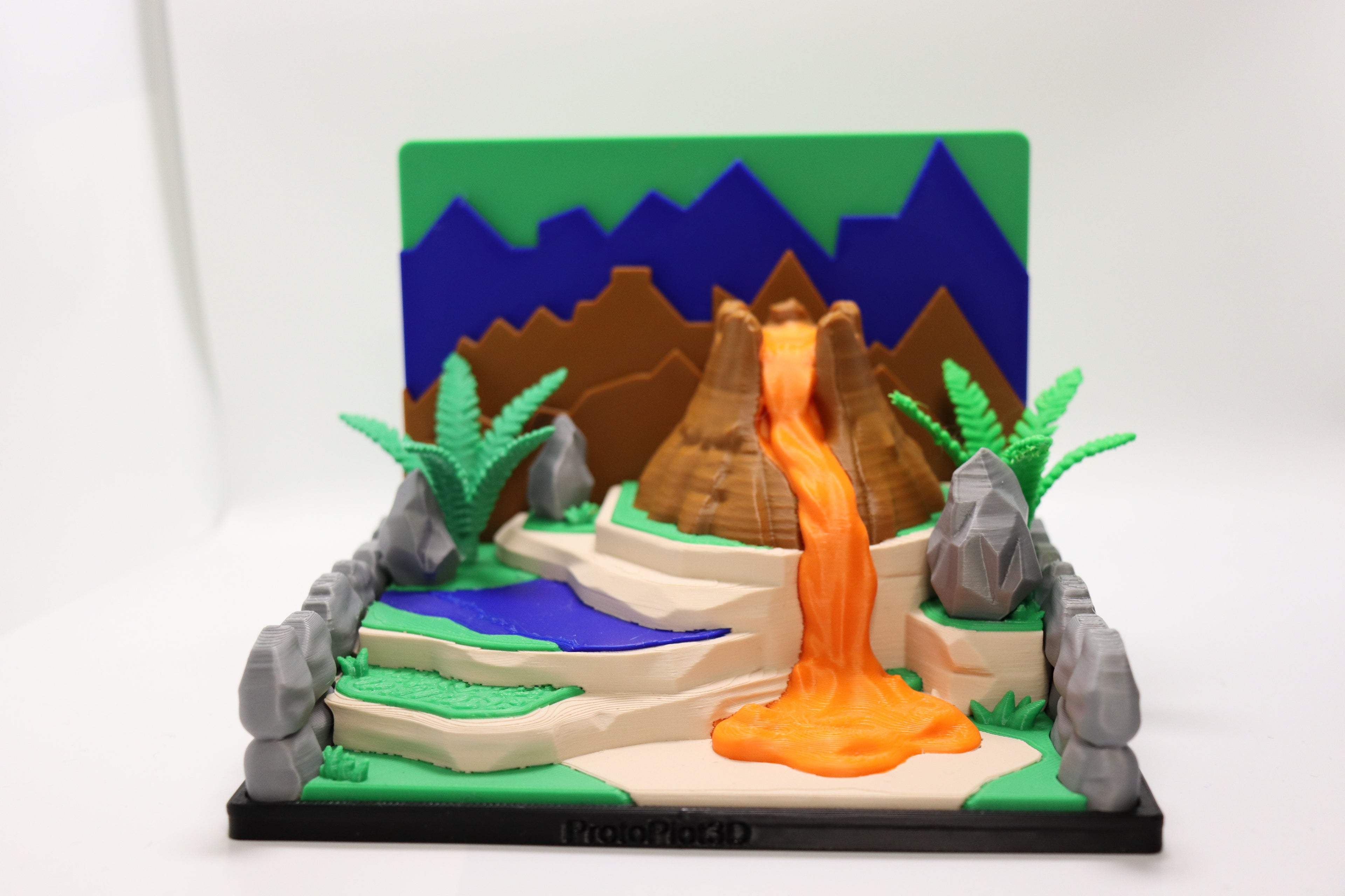 Dinosaurier Spielset mit Vulkan – 3D Druck Dino Spielwelt – Dino Figur wählbar – Swiss Made