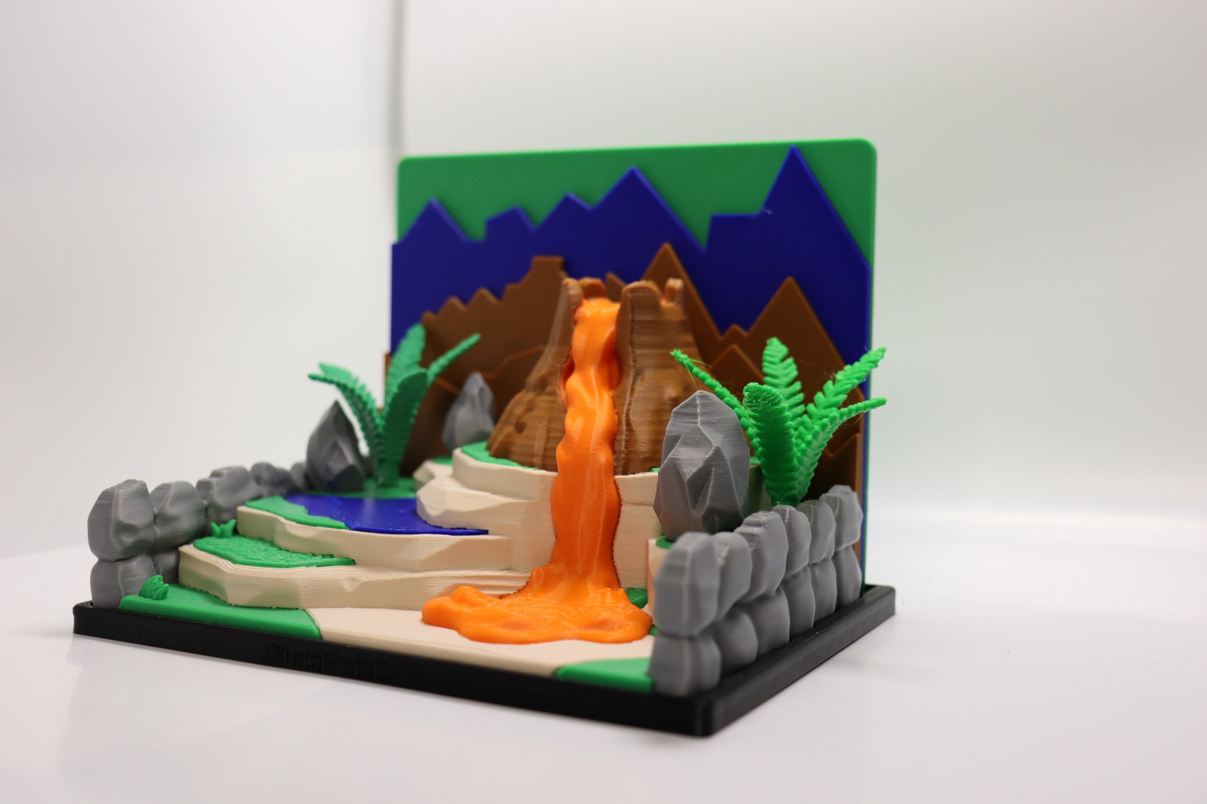 Dinosaurier Spielset mit Vulkan – 3D Druck Dino Spielwelt – Dino Figur wählbar – Swiss Made