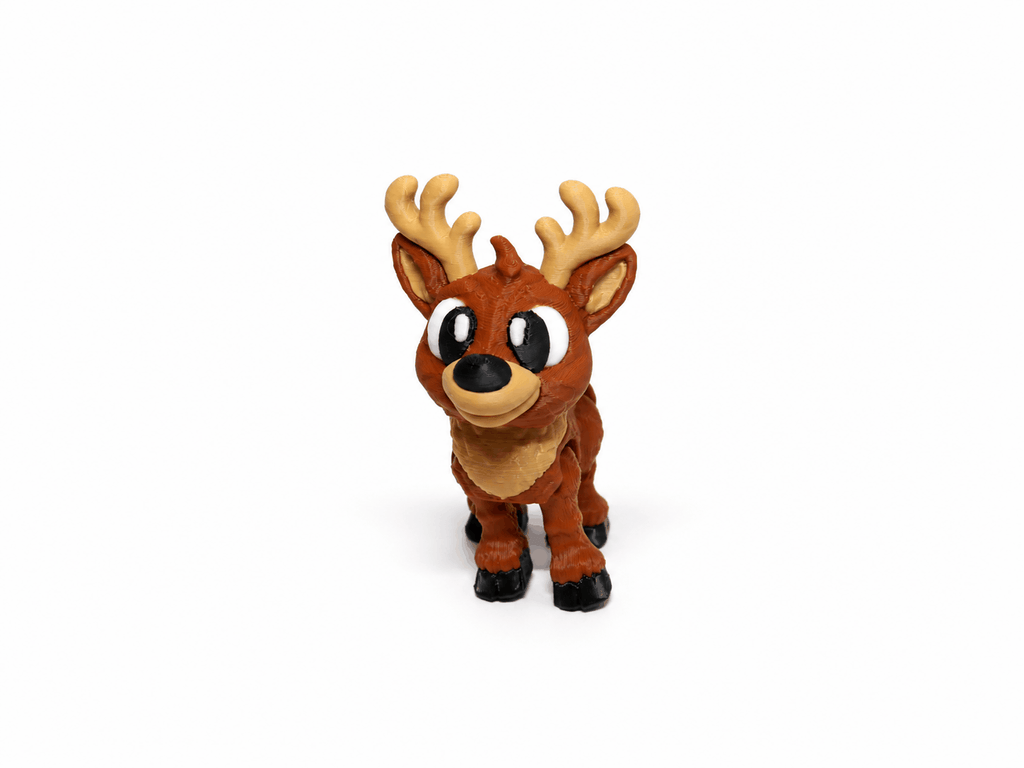Klassisches Rentier Flocke als bewegliche 3D Tierfigur