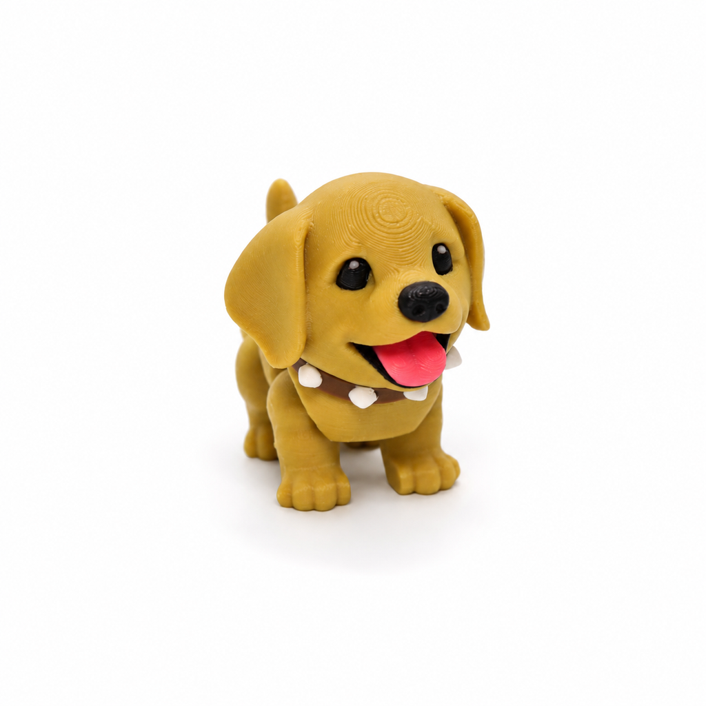 Labrador-Figur mit und ohne Knochen am Halsband