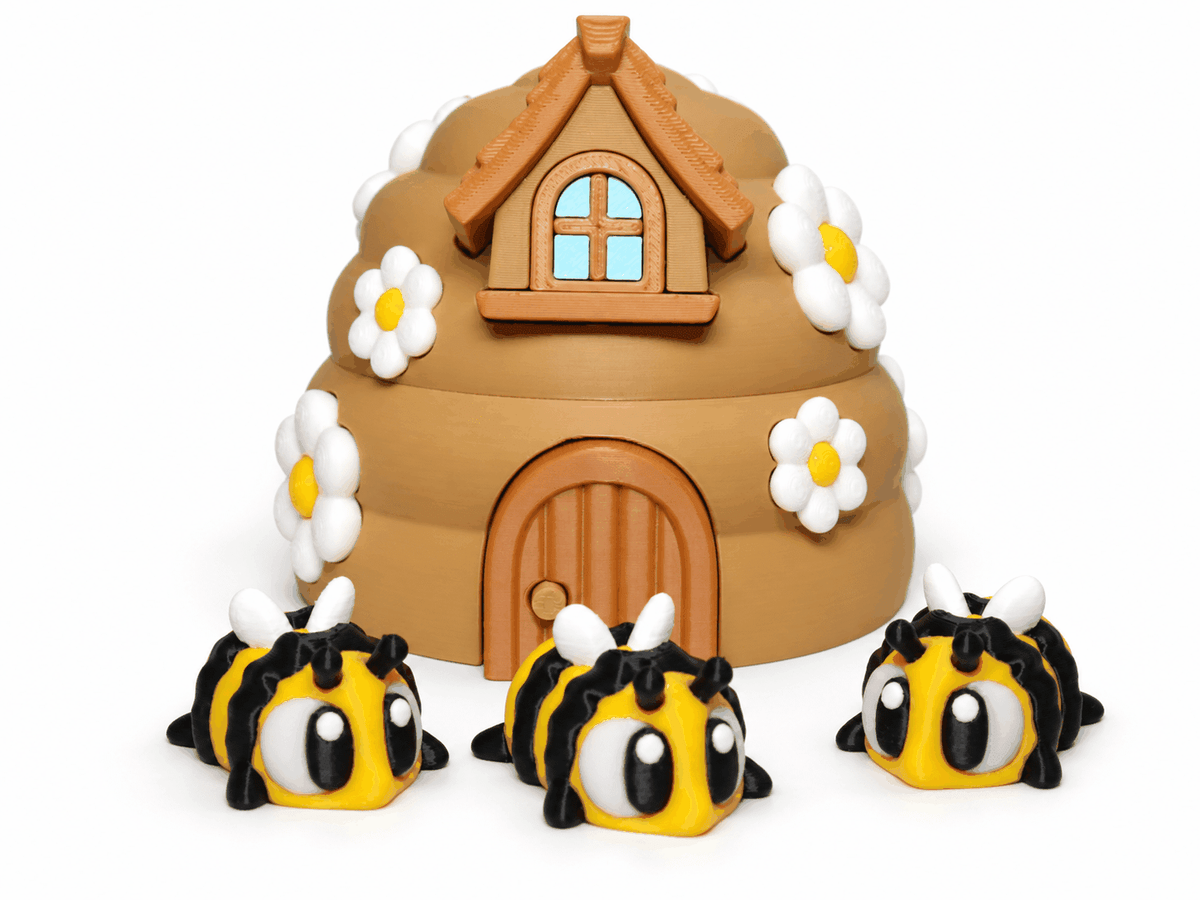 Bienenhaus Spielset | 3D-Spielset mit 3 Bienen - ProtoPlot3D