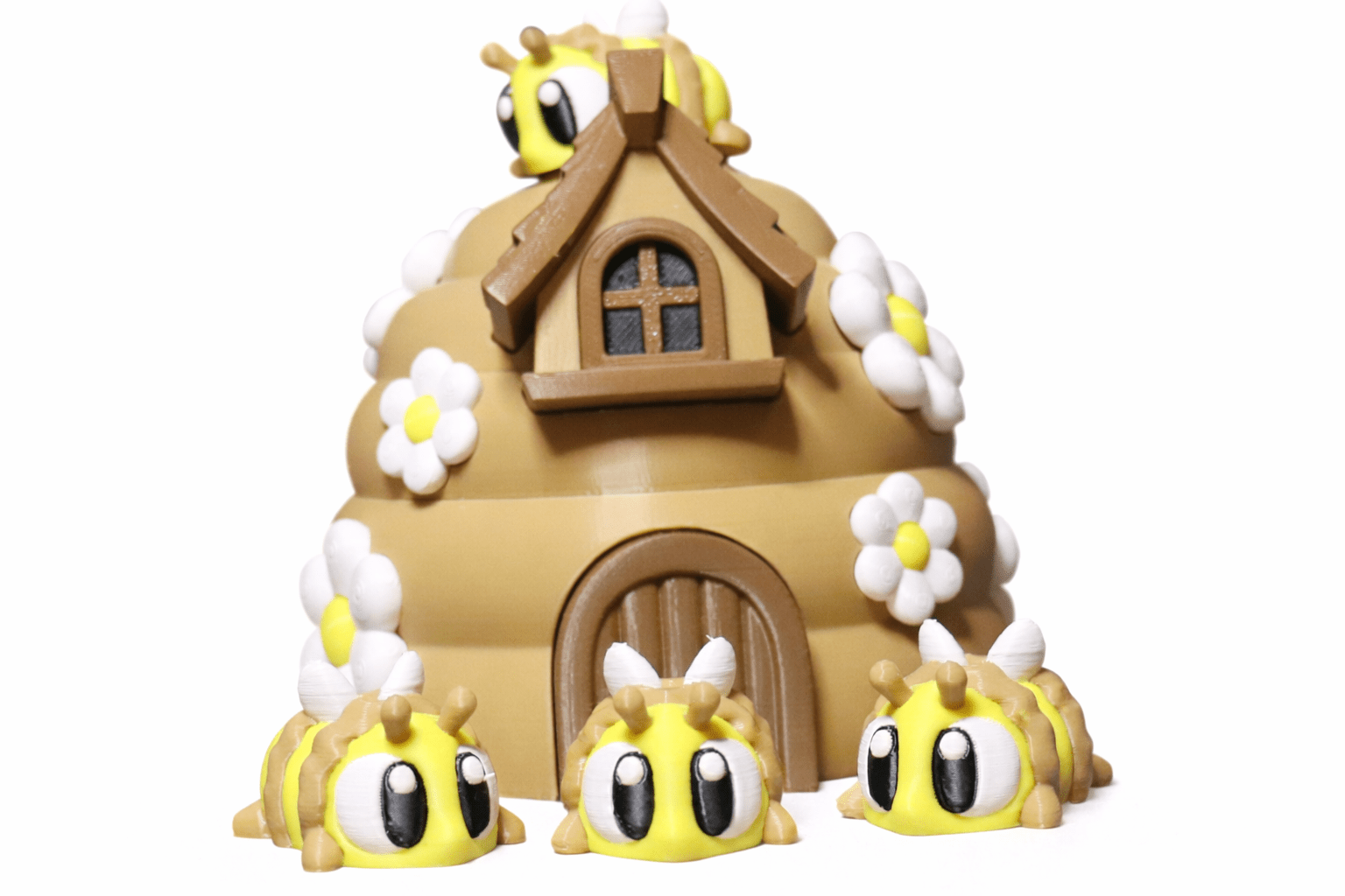 Bienenhaus Spielset aus dem 3D - Druck – mit detailreichem Bienenhaus und 4 Bienen für eine lebendige Spielszene. - Protoplot3D