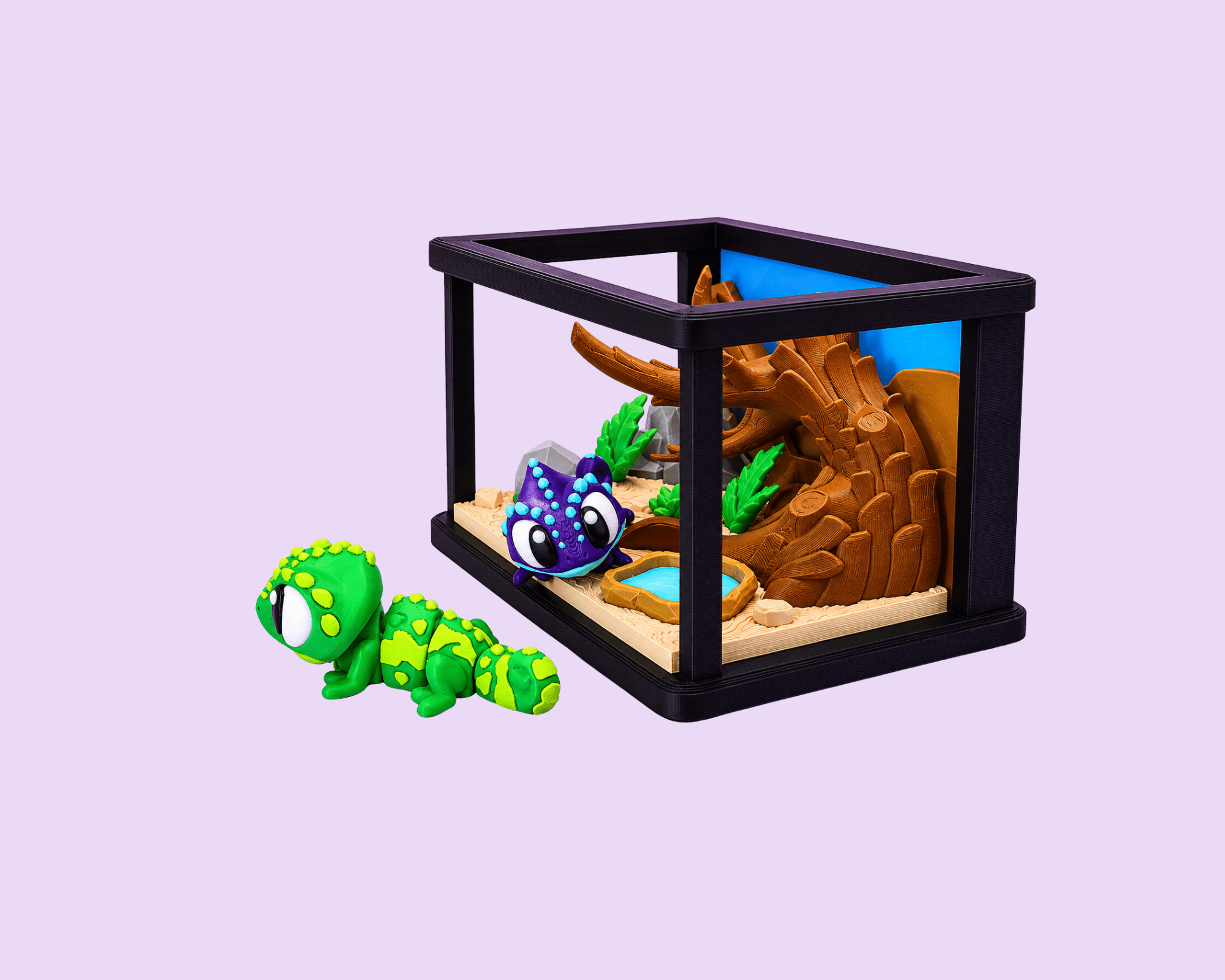 Chamäleon Spielset mit Terrarium – 3D Spielzeug Swiss Made - Protoplot3D