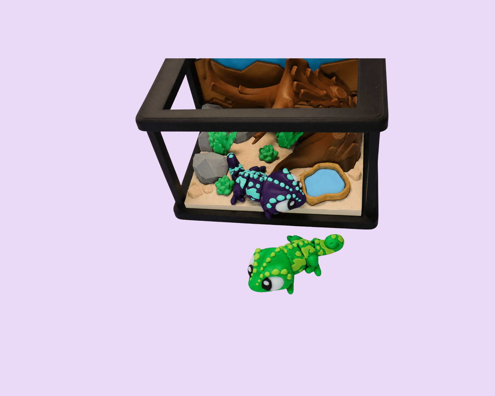 Chamäleon Spielset mit Terrarium – 3D Spielzeug Swiss Made - Protoplot3D
