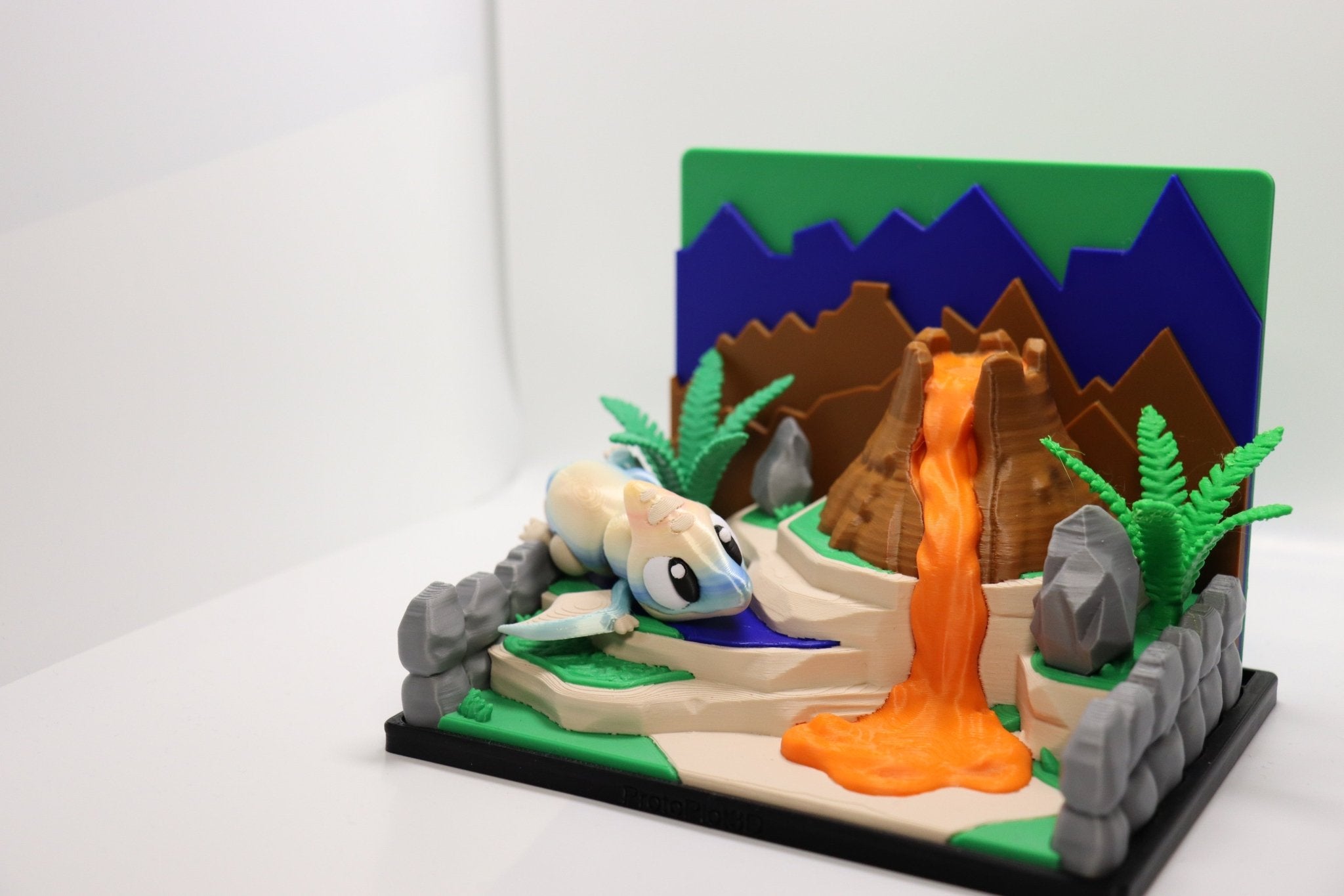 Dinosaurier Spielset mit Vulkan – 3D Druck Dino Spielwelt – Dino Figur wählbar – Swiss Made - Protoplot3D