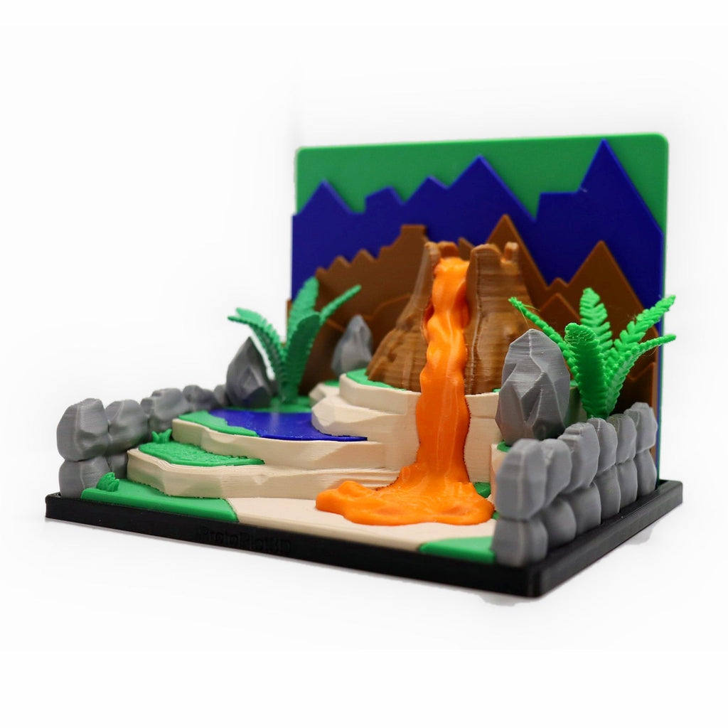 Dinosaurier-Spielset Vulkan – Dino-Figur nach Wahl - ProtoPlot3D