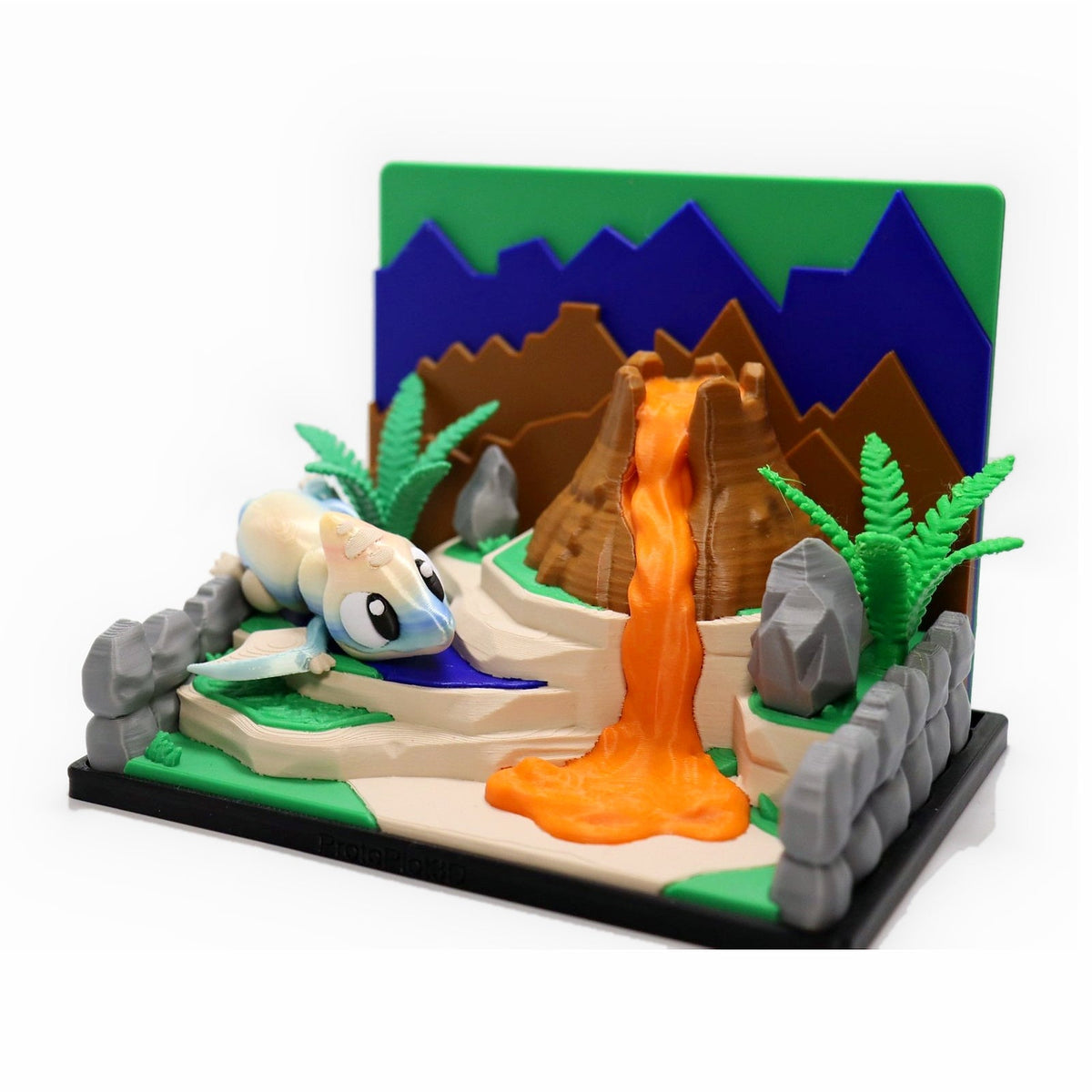 Dinosaurier-Spielset Vulkan – Dino-Figur nach Wahl - ProtoPlot3D