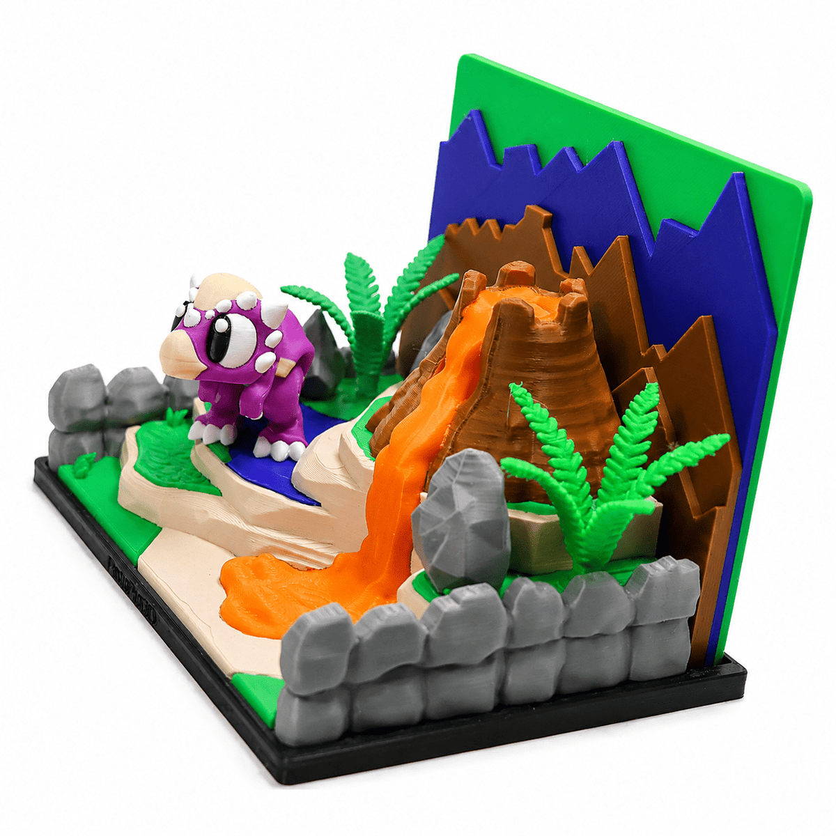 Dinosaurier-Spielset Vulkan – Dino-Figur nach Wahl - ProtoPlot3D