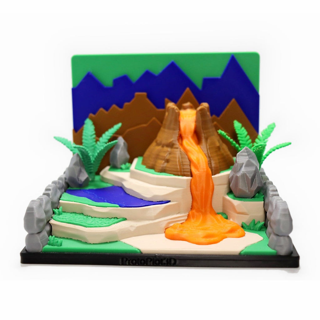 Dinosaurier-Spielset Vulkan – Dino-Figur nach Wahl - ProtoPlot3D