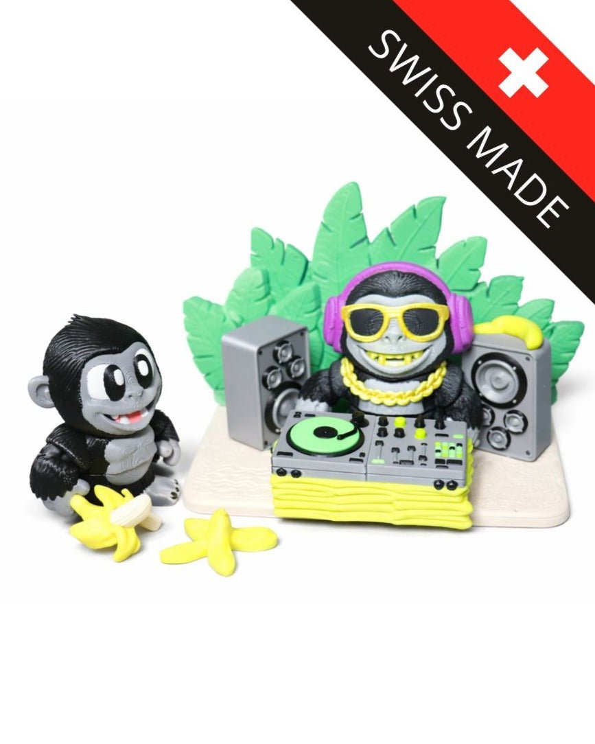 DJ Affe & Gorilla Spielset – 3D Druck Spielzeug – Tierfiguren – Swiss Made - Protoplot3D