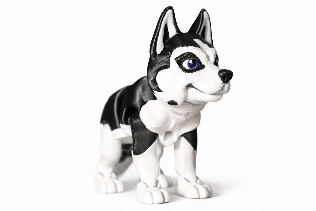 Husky Spielset aus dem 3D - Druck – mit Husky und detailreicher Hundehütte für eine realistische Spielszene. - Protoplot3D
