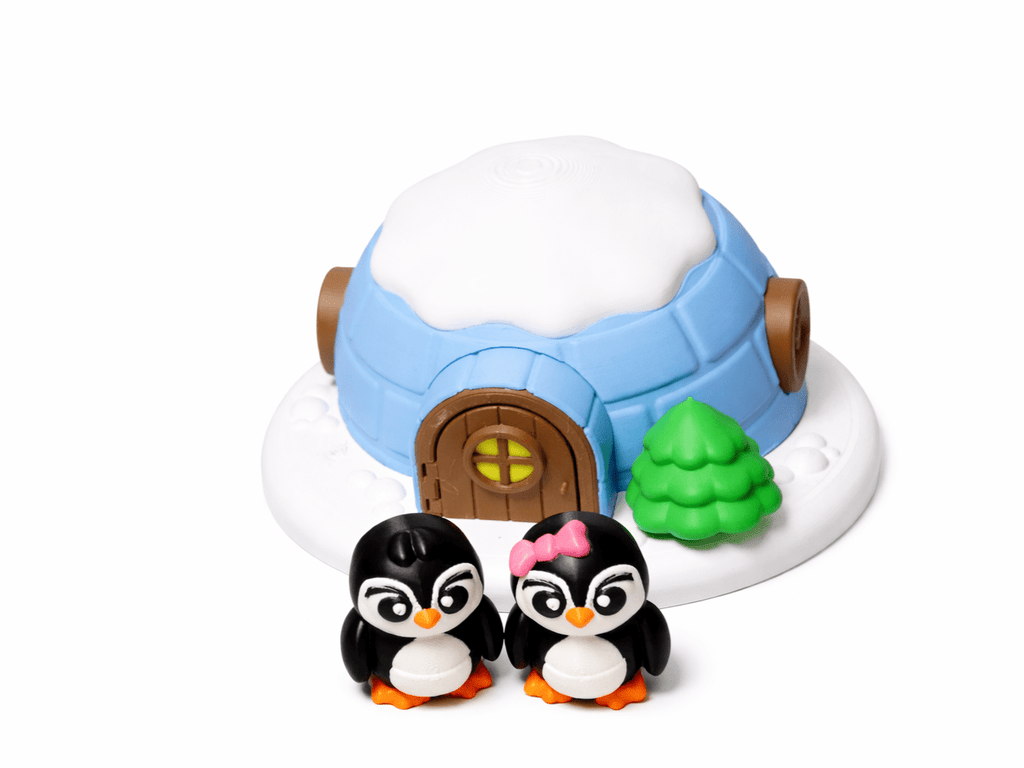Pinguin Spielzeug Set – 3D Druck Tierfiguren mit Iglu – beweglich – Swiss Made - Protoplot3D