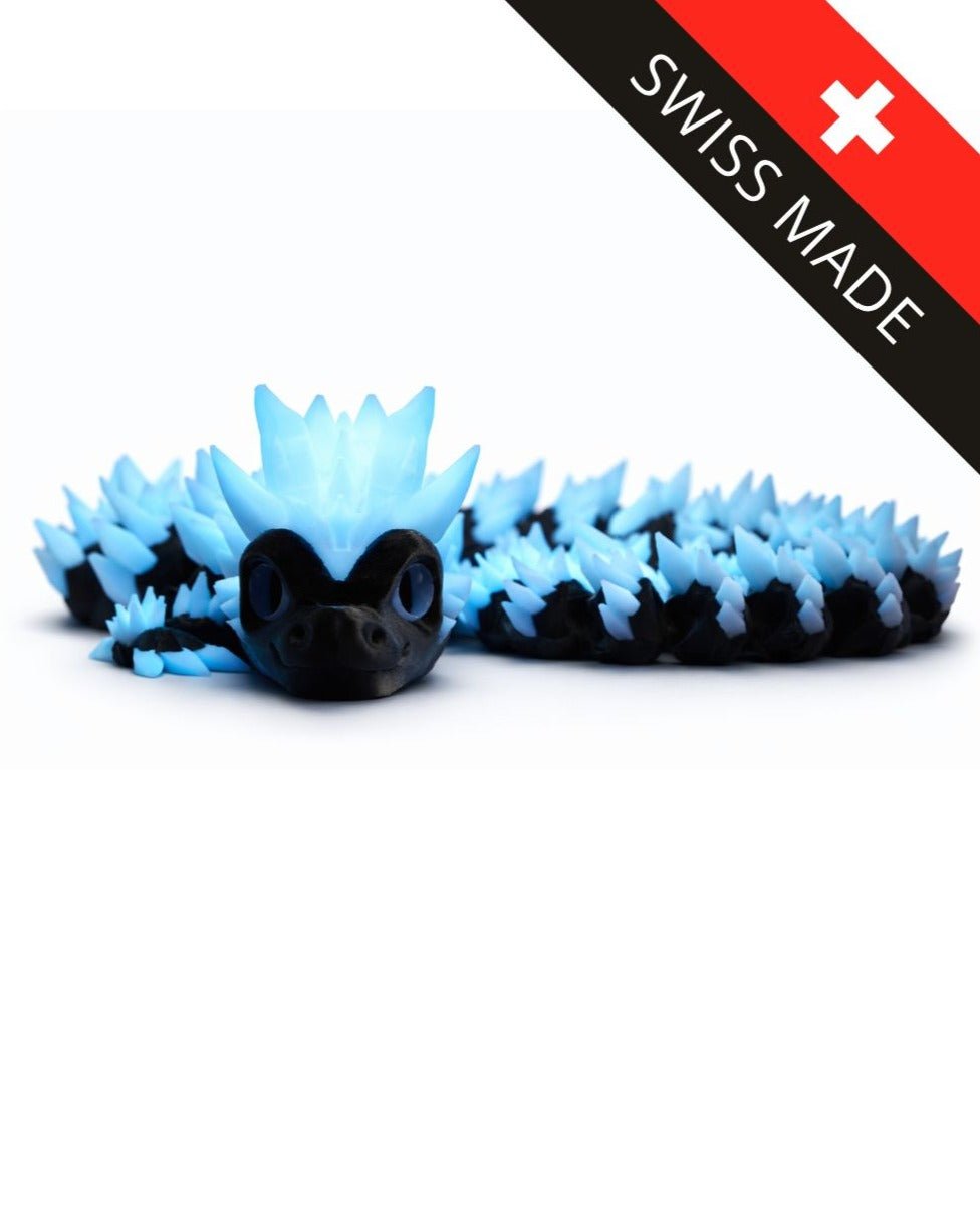 ProtoDrache BlackDiamond – 3D Druck Drache – Glow in the Dark – beweglich – Spielzeug Drache – Swiss Made - Protoplot3D