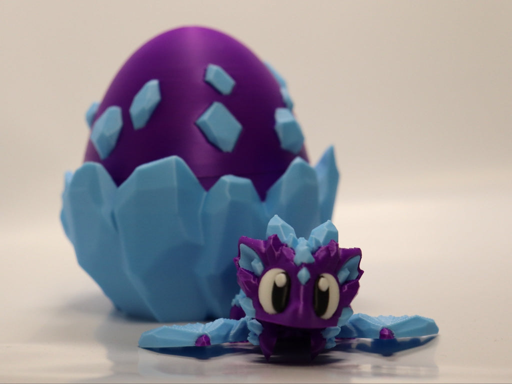 ProtoDrache Eisjuwel mit Ei – Beweglicher 3D Drache – Spielzeug – Swiss Made - Protoplot3D