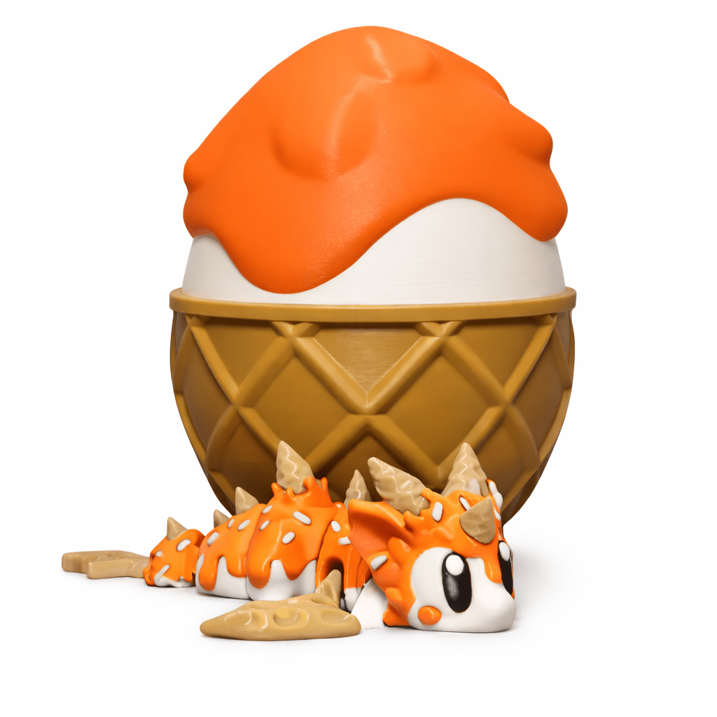 ProtoDrache IceCream – 3D Druck Drache – beweglich – Eis Drache – Spielzeug – Swiss Made - Protoplot3D