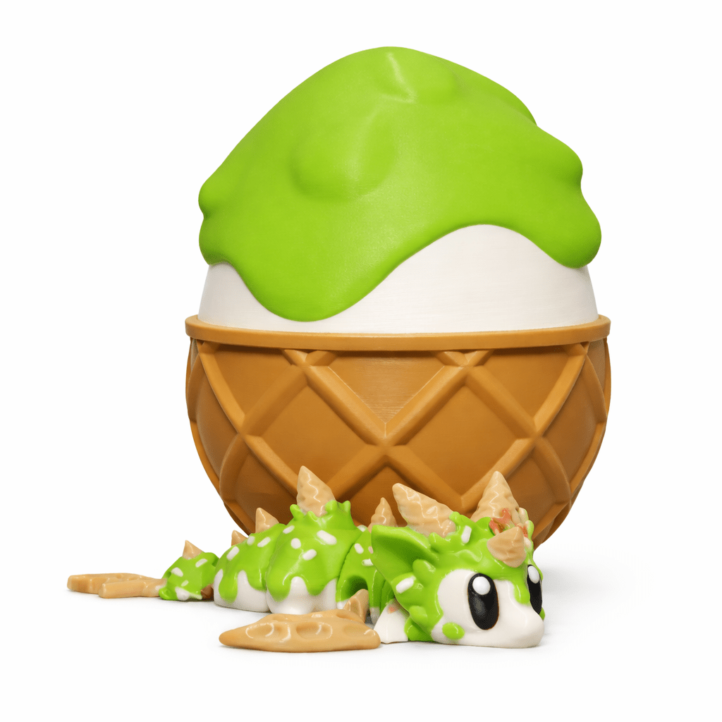 ProtoDrache IceCream – 3D Druck Drache – beweglich – Eis Drache – Spielzeug – Swiss Made - Protoplot3D