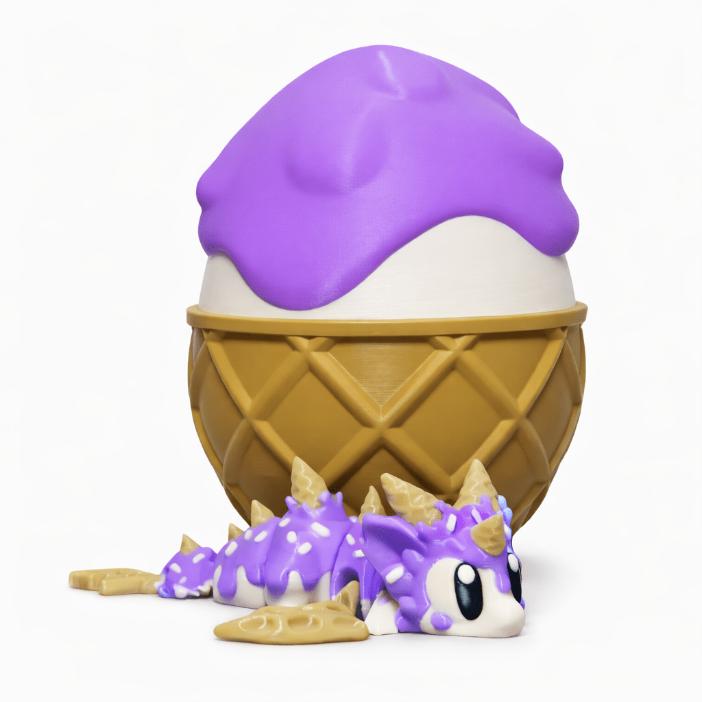ProtoDrache IceCream – 3D Druck Drache – beweglich – Eis Drache – Spielzeug – Swiss Made - Protoplot3D