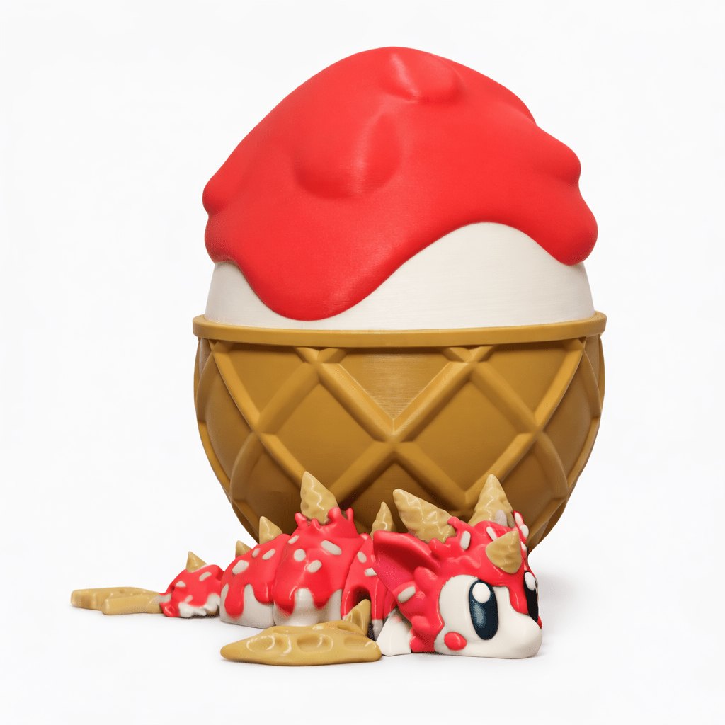ProtoDrache IceCream – 3D Druck Drache – beweglich – Eis Drache – Spielzeug – Swiss Made - Protoplot3D