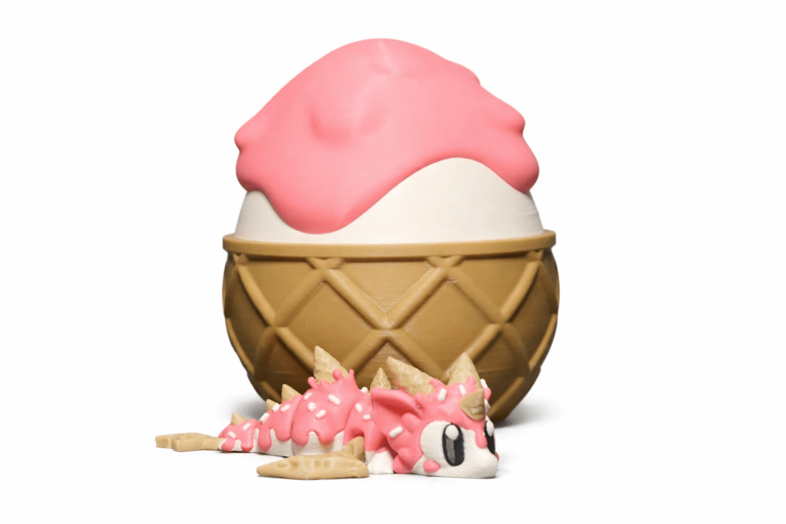 ProtoDrache IceCream – 3D Druck Drache – beweglich – Eis Drache – Spielzeug – Swiss Made - Protoplot3D