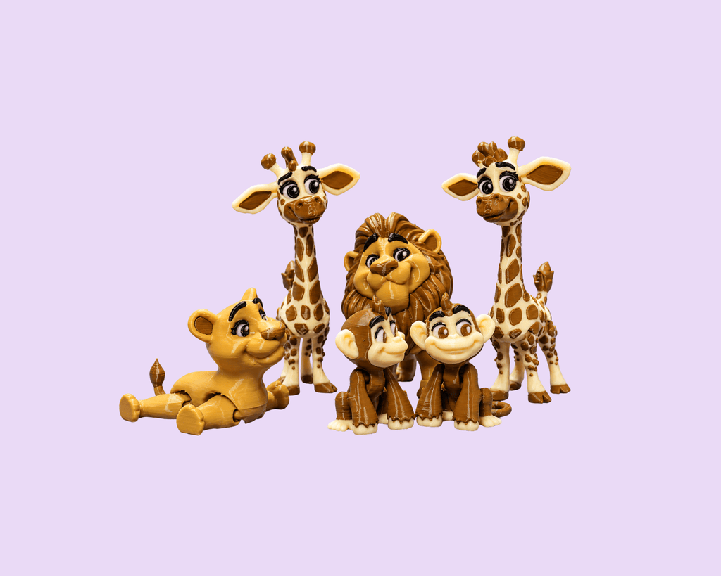 Safari Tierfiguren – Löwe, Giraffe & Affe – Swiss Made - Protoplot3D