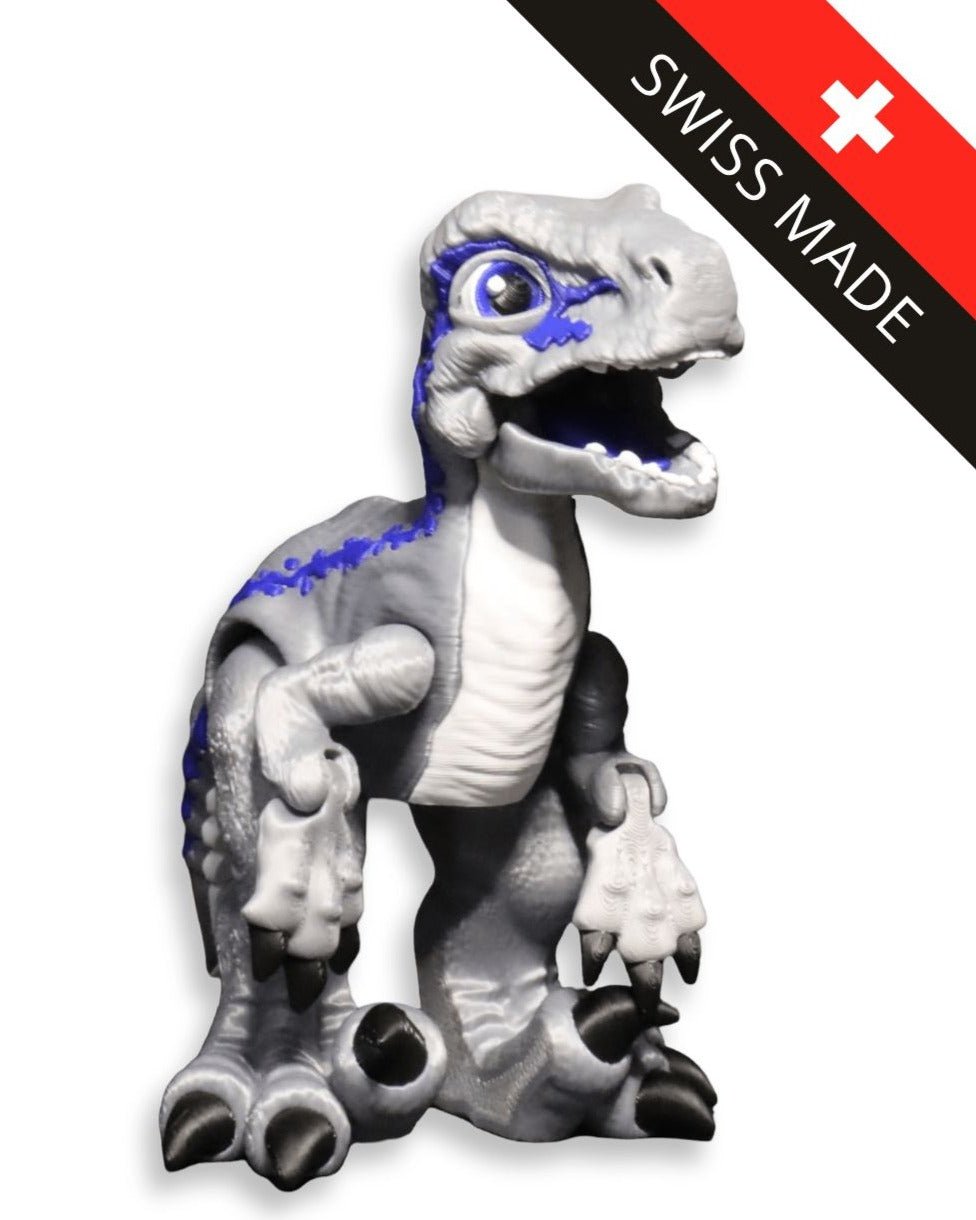 Velociraptor Dino „Blauzahn“ – 3D Druck Spielzeug beweglich – Swiss Made - Protoplot3D